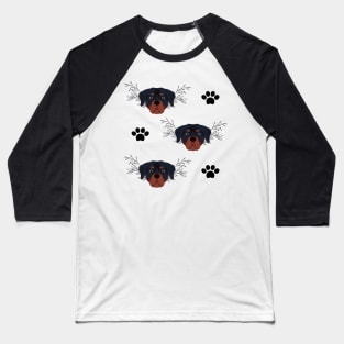 Rottweiler Dog Breed Face Pattern Baseball T-Shirt
